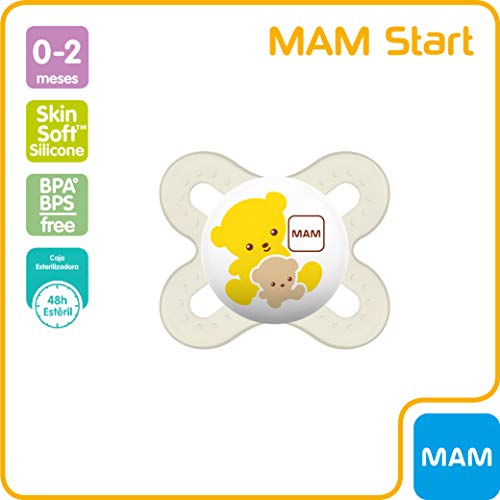 MAM Easy Start Anti-Colic Biberón anticólicos 130 ml + MAM Start chupete ortodóntico, set de 2 con tetinas MAM autoesterilizables de silicona extrasuave, 0+ meses, beis