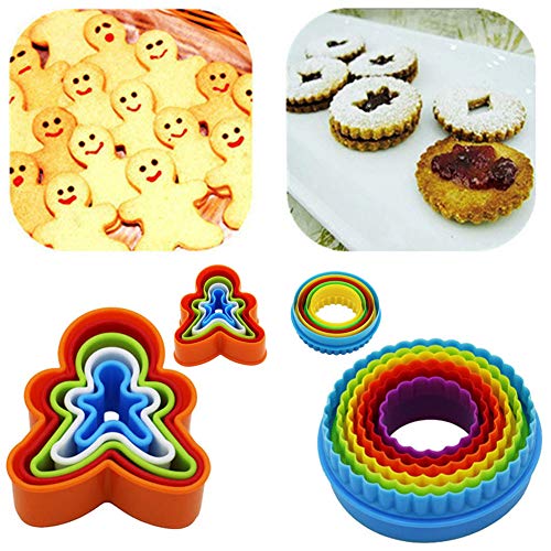 MAMUNU - Juego de 32 cortadores de galletas, cortadores de galletas, sándwiches, fondant, pasteles, frutas, verduras, formas de cortador (cuadrado, redondo, estrella, corazón, flor, jengibre)