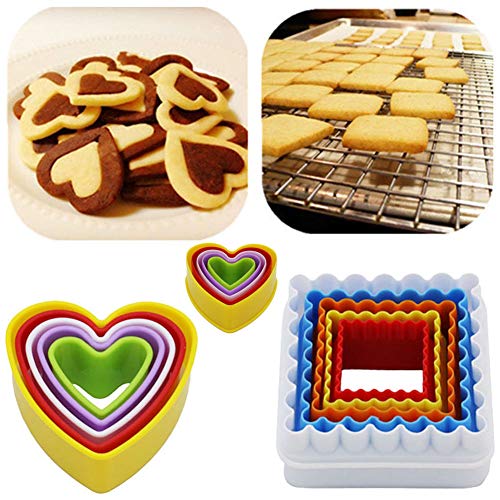 MAMUNU - Juego de 32 cortadores de galletas, cortadores de galletas, sándwiches, fondant, pasteles, frutas, verduras, formas de cortador (cuadrado, redondo, estrella, corazón, flor, jengibre)