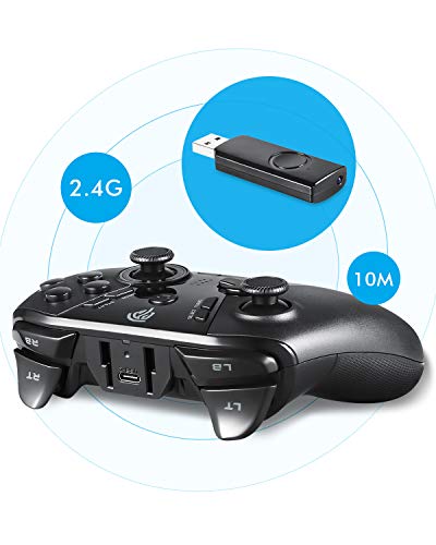 Mandos Inalámbricos, [Es Stock] EasySMX 2.4G Mandos PS3 Batería, Gamepad con 5 Velocidades para Adjustar LED, Vibración Dual, TURBO y 4 Botones Programables para PS3/ Andriod Móvil/PC/Tablet/TV/TV BOX