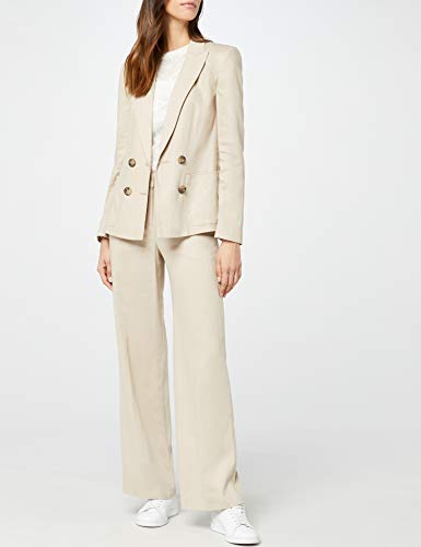 Marca Amazon - find. Americana de Lino Mujer, Beige (Stone), 42, Label: L