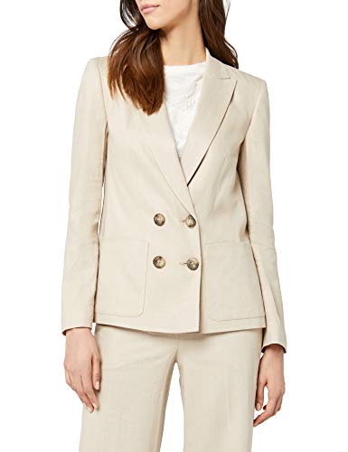 Marca Amazon - find. Americana de Lino Mujer, Beige (Stone), 42, Label: L