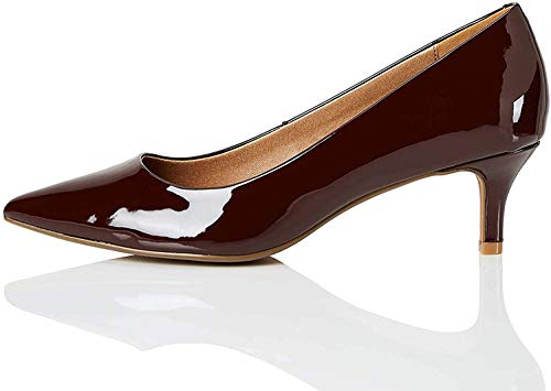 Marca Amazon - find. Kitten Heel Court Zapatos de tacón con Punta Cerrada, Braun (Chocolate (Nude), 37 EU