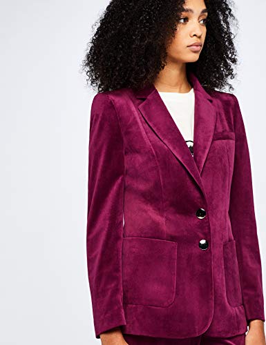 Marca Amazon - find. Velvet Blazer - Chaqueta de traje Mujer, Rosa (Magenta), 42, Label: L