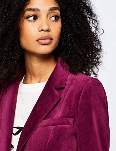 Marca Amazon - find. Velvet Blazer - Chaqueta de traje Mujer, Rosa (Magenta), 42, Label: L