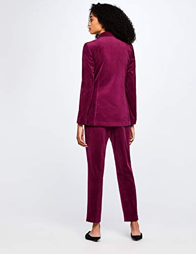 Marca Amazon - find. Velvet Blazer - Chaqueta de traje Mujer, Rosa (Magenta), 42, Label: L