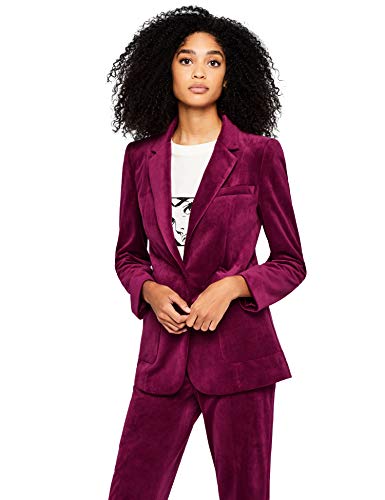 Marca Amazon - find. Velvet Blazer - Chaqueta de traje Mujer, Rosa (Magenta), 42, Label: L