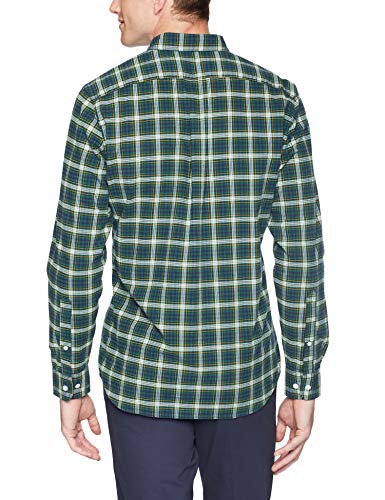 Marca Amazon – Goodthreads – Camisa Oxford a cuadros de manga larga y corte estándar para hombre, Azul (green navy tartan), US S (EU S)