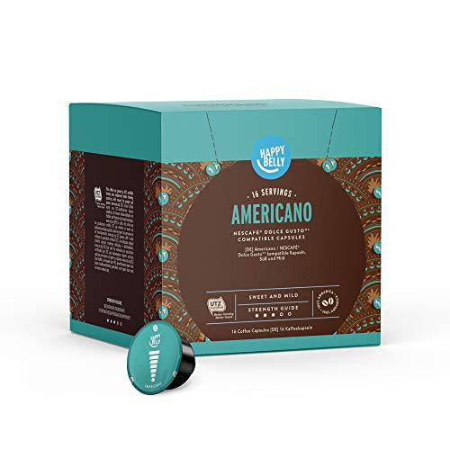 Marca Amazon - Happy Belly - Cápsulas de café Americano compatibles con NESCAFÉ® Dolce Gusto®, UTZ, 3x16 cápsulas (48 porciones)