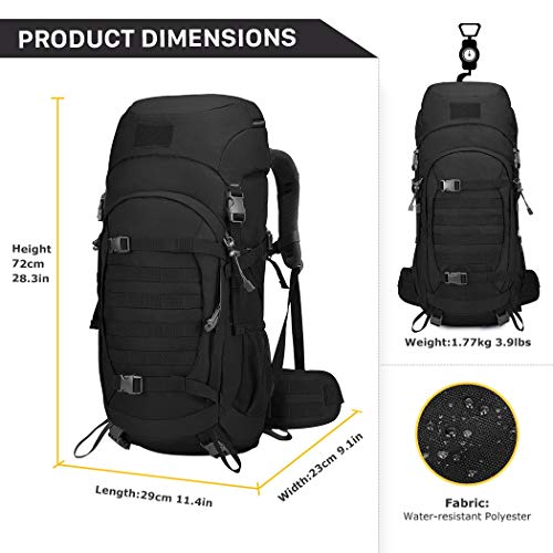 Mardingtop 50L/60L Mochila Táctica Militar Mochilas de Asalto MOLLE de Gran Capacidad Bolsa de Emergencia para Montañismo, Senderismo, Acampada, Caza y Actividad al Aire Libre (Nergo)