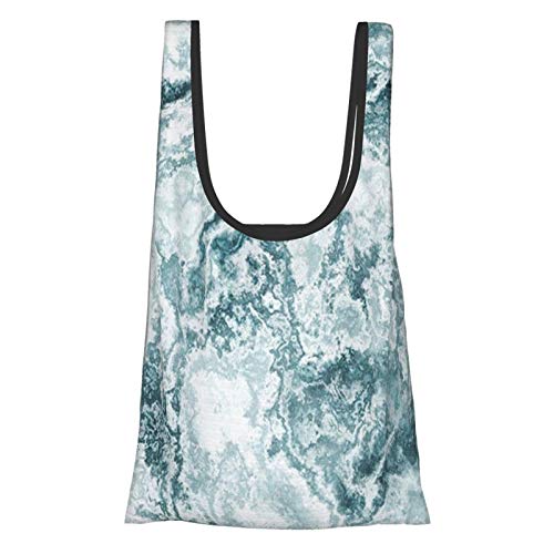 Mármol Nublado Colores En Capas Estilo De Cerámica Motivo De Formas Líneas Diseño Sin Manchas Pizarra Azul Blanco Menta Reutilizable Plegable Bolsas De Compras Ecológicas