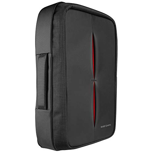 Mars Gaming MB2 - Mochila-Maletín Gaming (Impermeable, candado TSA, hasta 17,3 Pulgadas, Puerto Externo USB, Anti robos, asa de Aluminio) Color Negro y Rojo