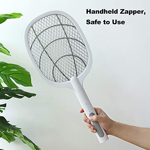 Matamoscas Electrico Raqueta, Electric Fly Swatter Zap Mata Mosquitos Eléctrico Bug Zapper Asesino de mosquitos USB recargable Swatter electrónico Control de plagas LED Safety Mesh Safe to Touch