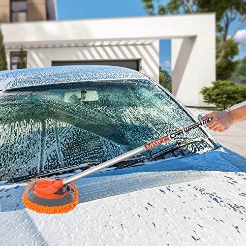 MATCC Kit de Lavado de Coche 4PCS Herramientas Lavado Coche Mango Largo Rotación de 180°Rasqueta de Ventana Toallas de Microfibra Duster para Camiones de RV y Limpieza del Hogar 157cm