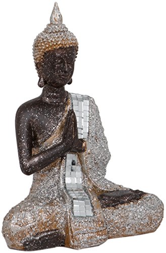 Maturi Thai - Adorno de Buda con Cierre de Manos sentadas, Metal, Multicolor, 7,62 x 15,88 x 20,32 cm