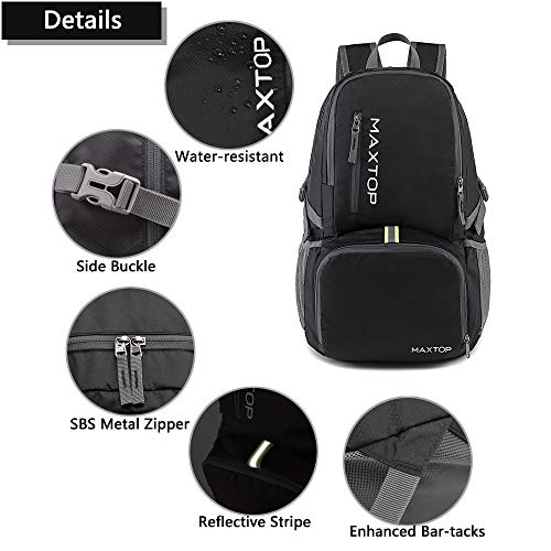 maxtop 40L Mochila Ultraligera y Compacta Mochila Plegable Resistente al Agua para Hombres Mujeres Niños Acampar al Aire Libre Senderismo Mochila de Viaje Práctica Duradera