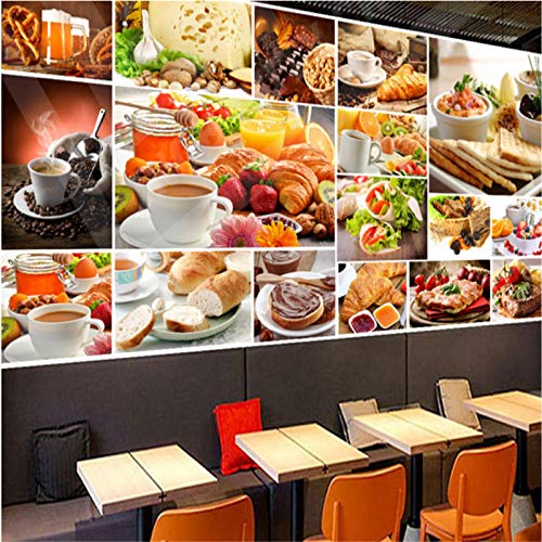 Mbwlkj Pan Europeo Hornear Postre Casa Café Fondo Mural Papel Pintado 3D Panadería Occidental Pastelería Tienda Decoración Industrial-400Cmx280Cm