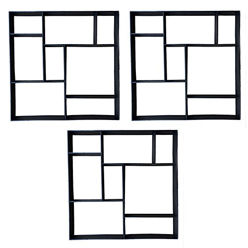 MCTECH DIY Pathmate Hormigón Forma Jardín Plástico Path Pavimento Cemento Ladrillo Molde para cemento, 3 pieza rectángulo