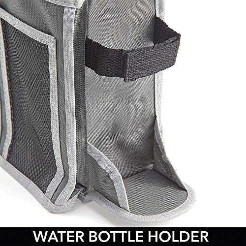 mDesign Bolsa para Colgar de la Cama – Organizador de Tela con 4 Compartimentos y Soporte para Botellas – Organizador con Bolsillos de poliéster para Libros, revistas, móvil, Botella, etc. – Gris