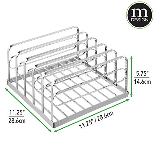 mDesign Expositor de plástico para bolsos de mano – Prácticos soportes para carteras, monederos, billeteros, etc. – Organizador de bolsos con 5 ranuras – plateado