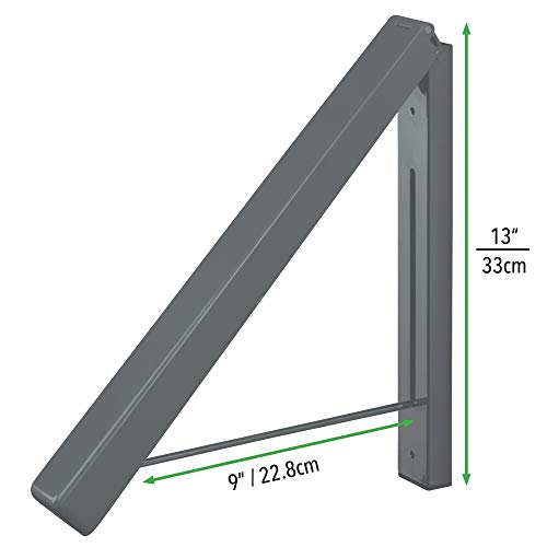 mDesign Juego de 2 colgadores de Ropa abatibles para tendedero – Escuadra metálica para Colgar Todo Tipo de Prendas – Perchero de Pared Plegable con Barra para Colgar Perchas de Ropa – Gris