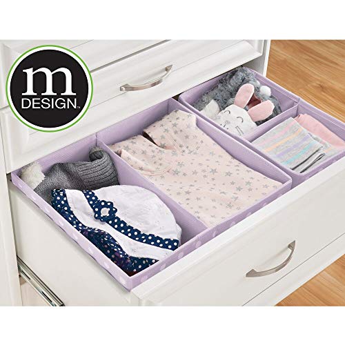 mDesign Juego de 8 Cajas para Guardar Ropa en 2 tamaños – Organizador de Armario con 2 apartados para Cuarto Infantil – Cajas organizadoras de Fibra sintética con Bonitos Lunares – Lila Claro/Blanco