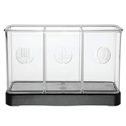 mDesign - Organizador de utensilios y cubiertos, para mesada de la cocina; guarda espátula, vajilla - Negro mate/claro - Paquete de 2