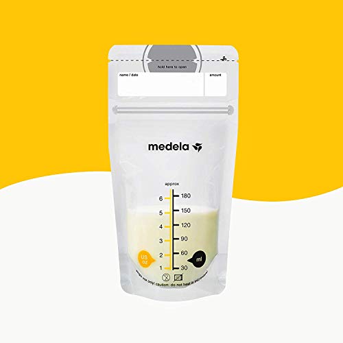 Medela Bolsas de almacenamiento y conservación para leche materna. Paquete de 25 unidades. Fáciles de usar, higiénicas y seguras para almacenar, transportar y calentar la leche materna.