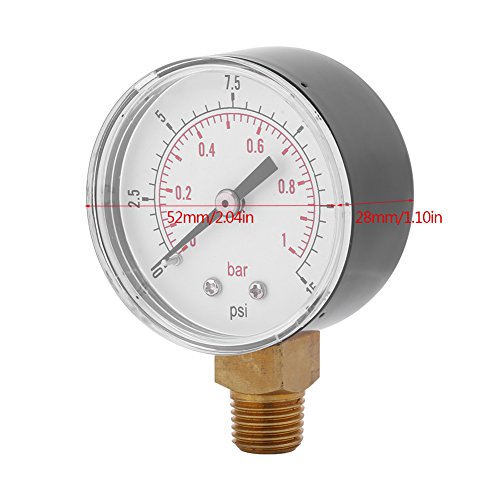 Medidor de presión baja para combustible, aire, aceite o agua 0-15psi/0-1bar BSPT, montaje inferior