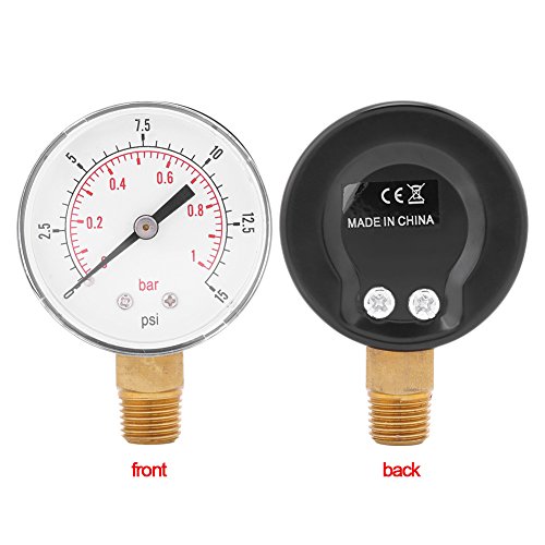 Medidor de presión baja para combustible, aire, aceite o agua 0-15psi/0-1bar BSPT, montaje inferior