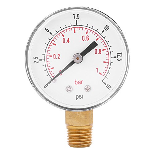 Medidor de presión baja para combustible, aire, aceite o agua 0-15psi/0-1bar BSPT, montaje inferior