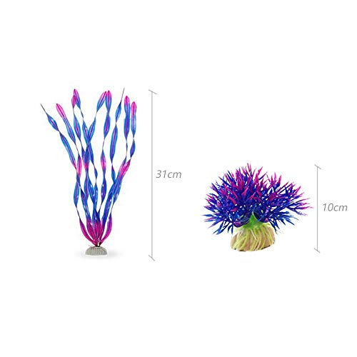 Mein HERZ 12 Piezas Artificial Aquatic Plants, Grandes Plantas de Acuario de PláStico Decoraciones Acuario de Peces,Vivid SimulacióN Vegetal Criatura Acuario Paisaje - TamañOs Surtidos Colores Formas