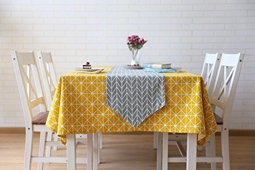 meioro Manteles Mantel Rectangular Cubierta de Mesa de Lino de algodón Manteles de Sarga Simples Adecuado para la decoración de cocinas caseras, Varios tamaños（Amarillo,100×140cm）