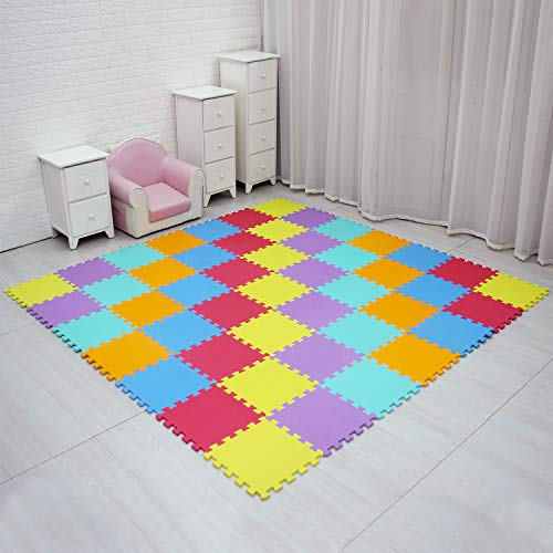 meiqicool - Alfombrilla de Espuma para bebés y niños | 18 baldosas de Espuma EVA para Piso | más Gruesas y Suaves para Arrastrar y Aprender | 100% seguras, Alfombra Puzzle Bebe