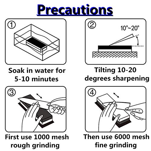 Meiyijia Piedra de Afilar, Grano 1000/6000 de Doble Cara,Incluido Piedra de Aplanamiento,Corindón Blanco con Base de Bambú, Almohadilla de Silicona,Incluyendo - Guía de Ángulo
