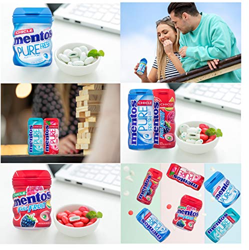 Mentos Chicle Frutas Silvestres, Sin Azúcar - 6 unidades de 60 gr. (Total 360 gr.)