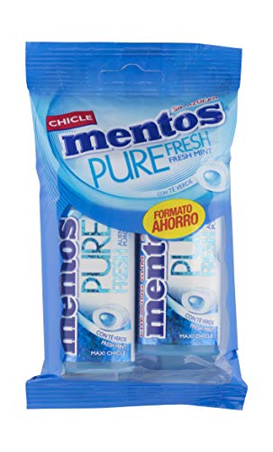 Mentos Chicle Menta, Sin Azúcar - 2 unidades de 30 gr. (Total 60 gr.)