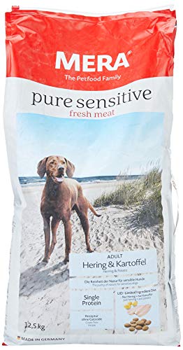 Mera Pure Sensitive Fresh Meat Adult piquetas y Patatas - Pienso seco para Perros con una fórmula sin Cereales y 25% de Carne Fresca