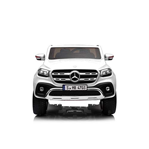 Mercedes Pickup Dos Asientos 12v - Blanco - Robusto Coche eléctrico para niños Dos Asientos - ATAA