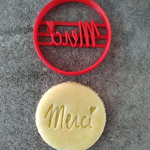 Merci Circle Decorar Sello, cortador de galletas con nombre personalizado, sello personalizado de galletas con logotipo, 7,62 cm