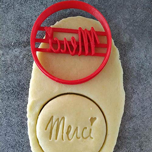 Merci Circle Decorar Sello, cortador de galletas con nombre personalizado, sello personalizado de galletas con logotipo, 7,62 cm