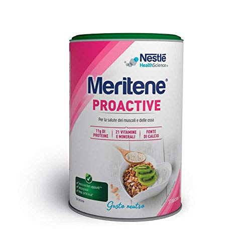 Meritene® PROACTIVE - Ingredientes con beneficios sobre el tono muscular, la salud ósea, el sistema inmune y madurez de la mujer - Sabor Neutro - Bote 408g (17 raciones)