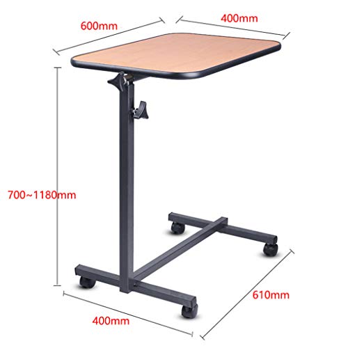 Mesa con Bandeja giratoria con Ruedas giratorias, Altura y ángulo Ajustables, mesita de Noche médica Bandeja de Comida hospitalaria Escritorio con Ruedas, para Cama Sofá Hospital Lectura Comida