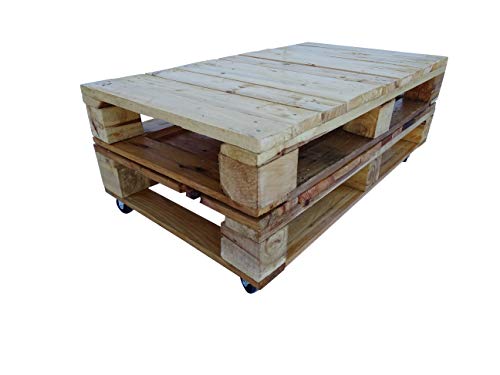 Mesa de Madera de Palet Estilo Rustico para Jardin & Terraza Tomar Cafe, Soporte de TV, Escritorio, Muebles De Palets & Patio & Atico & Balon (Madera)