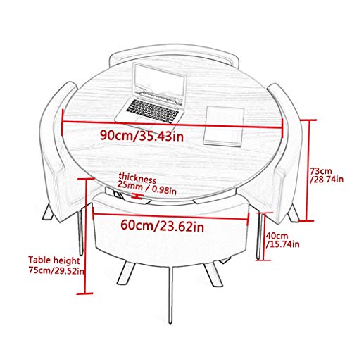 Mesa y Silla de Diseño de Oficina Muebles Modernos de Estilo Minimalista Combinación de Mesa Y Silla de Comedor Para Sala de Estar Estudio Balcón Cafetería Terraza Ocio Nórdico Mesa Redonda de 90 cm