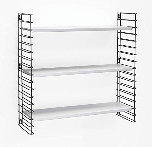 Metaltex Libro- Estantería Modular de 3 Estantes, 70x21x68cm, Blanco/negro