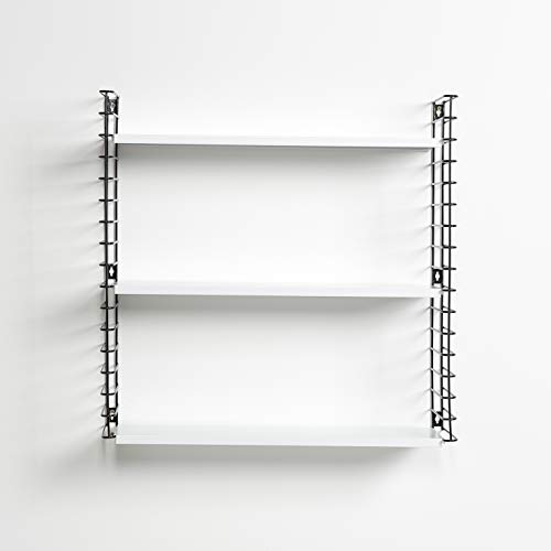 Metaltex Libro- Estantería Modular de 3 Estantes, 70x21x68cm, Blanco/negro