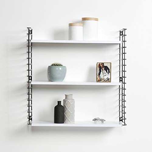 Metaltex Libro- Estantería Modular de 3 Estantes, 70x21x68cm, Blanco/negro