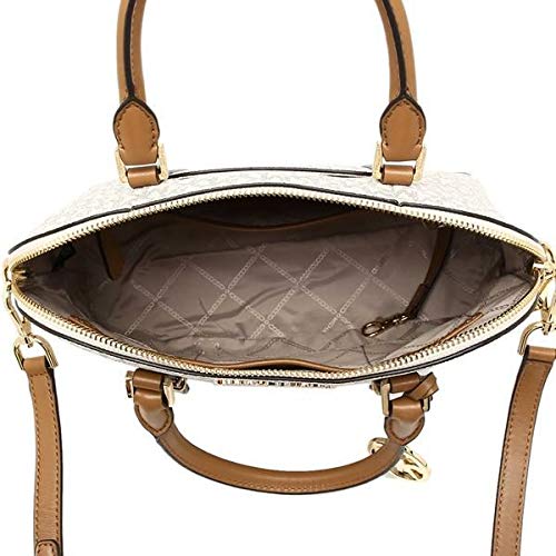 Michael Kors Bedford Legacy - Bolso de hombro de lona para mujer, tamaño mediano, vainilla/bellota, Multi color (Vainilla / bellota.), Medium