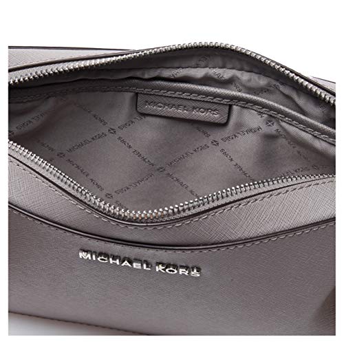 Michael Kors Jet Set - Bandolera para mujer, Gris (Saffiano gris perla), Talla única